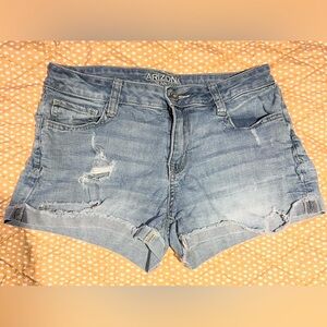 Arizona Jean Co Light Blue Denim Distressed Shorts Size 7